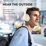 by Anker Q20I Hybrid Active Noise Cancelling Headphones, White